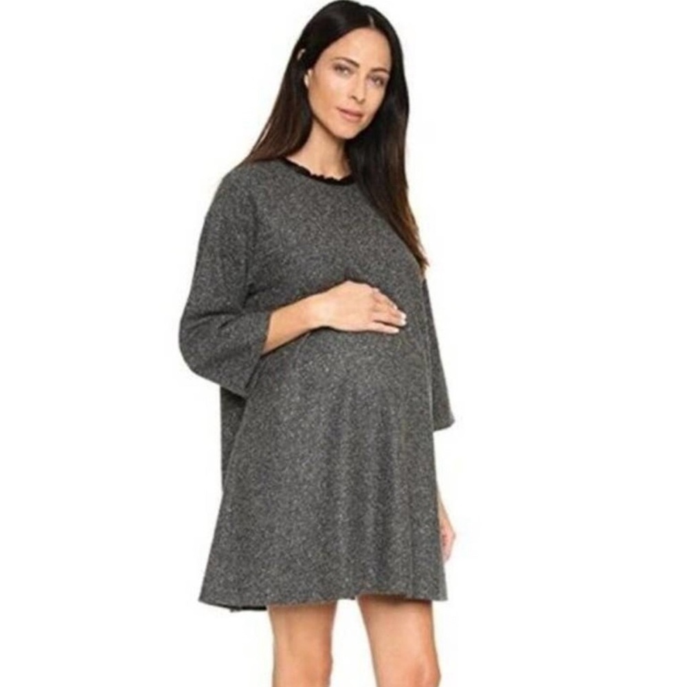 Hatch dress Shift Gray tweed maternity zipper closure round neck One Size